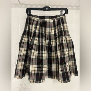 Talbot Plaid A-Line Skirt in Black and Cream